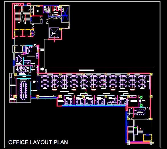 Office Layout DWG- Workstations, Cabins, Meeting Room